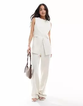 Прямые брюки Pimkie из льняной смеси, кремового цвета