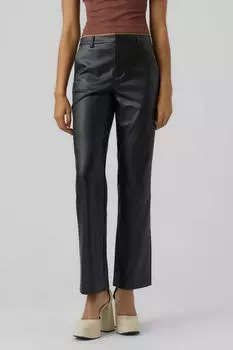 Прямые брюки с эффектом кожи Vero Moda, черный