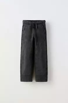 Прямые брюки с эффектом потертости ZARA, черный