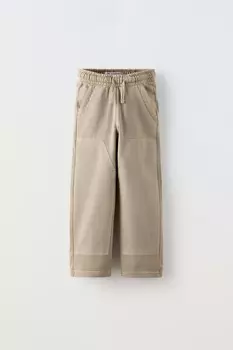 Прямые брюки с эффектом потертости ZARA, цвет stone