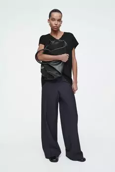 Прямые брюки с эластичной талией – regular fit COS, темно-синий