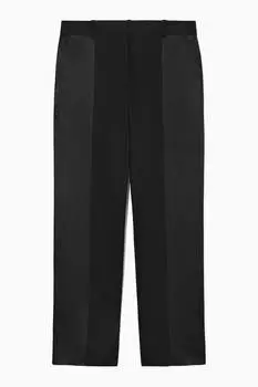 Прямые брюки с атласными панелями-regular fit COS, черный