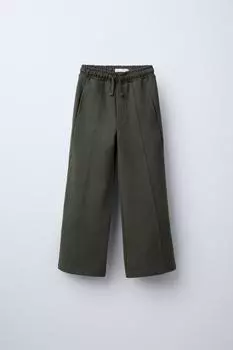 Прямые брюки с деталями швов ZARA, зеленоватый