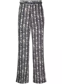 Прямые брюки с графичным принтом Needles, синий