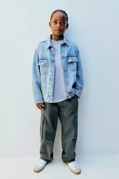 Прямые брюки с карманами ZARA, темно-серый