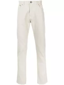 Прямые брюки с контрастной отделкой Isaia, бежевый