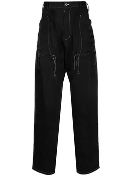 Прямые брюки с контрастной строчкой sulvam, черный