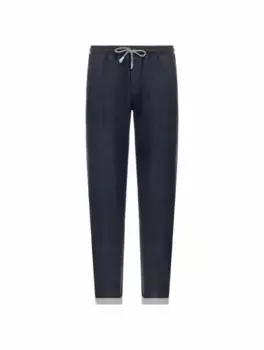 Прямые брюки с кулиской Eleventy, тёмно-синий