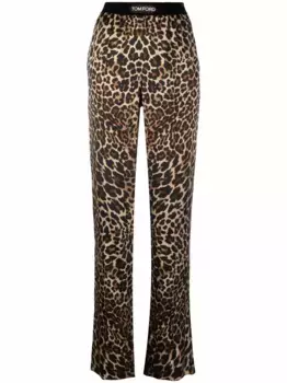 Прямые брюки с леопардовым принтом TOM FORD, нейтральный