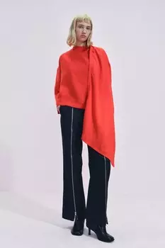 Прямые брюки с молниями ZARA, синий