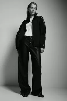 Прямые брюки с покрытием H&M, черный