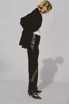 Прямые брюки с покрытием H&M, черный