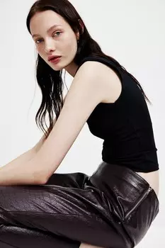 Прямые брюки с покрытием H&M, фиолетовый