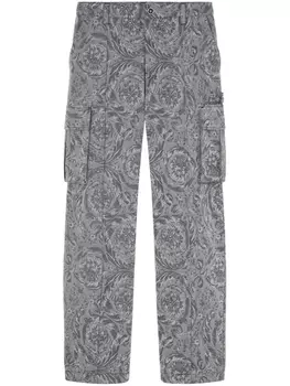 Прямые брюки с принтом Barocco Versace, серый