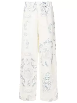 Прямые брюки с принтом из коллаборации с Mahaslama Amir Slama, белый