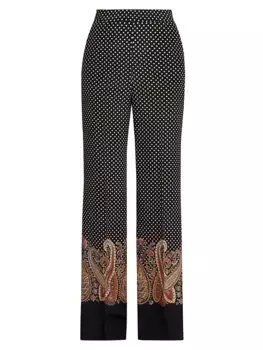 Прямые брюки с рисунком пейсли в горошек Etro, черный
