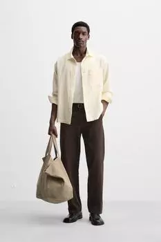 Прямые брюки с текстурой ZARA, цвет Chocolate