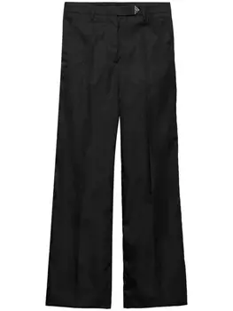 Прямые брюки с треугольным логотипом Prada, черный