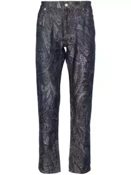 Прямые брюки с узором пейсли ETRO, синий