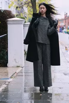 Прямые брюки с вышивками ZARA, черный/белый