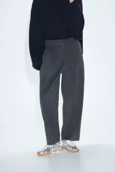 Прямые брюки с вышивками ZARA, средний-серый