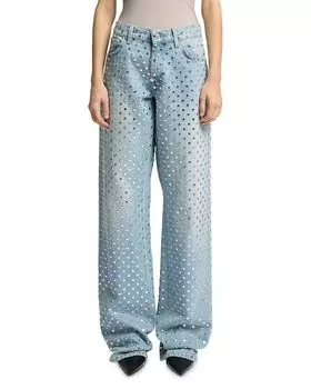 Прямые брюки с высокой талией, джинсы цвета Bleach 7 For All Mankind, синий