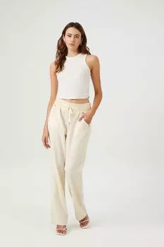 Прямые брюки с завязками Forever 21, ванилла