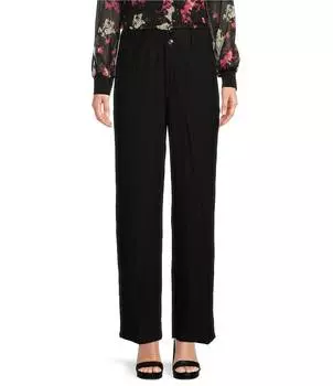 Прямые брюки с жатой отделкой DKNY, черный