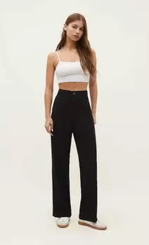 Прямые брюки Smart Stradivarius, черный