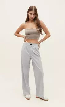 Прямые брюки Smart Stradivarius, серый