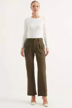 Прямые брюки со складками Herita, хаки