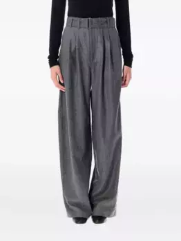 Прямые брюки со складками и поясом Soeur, серый