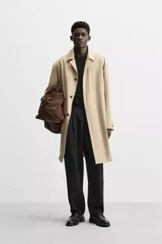 Прямые брюки со складками ZARA, черный