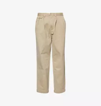 Прямые брюки средней посадки из хлопкового твила с логотипом-нашивкой Polo Ralph Lauren, хаки