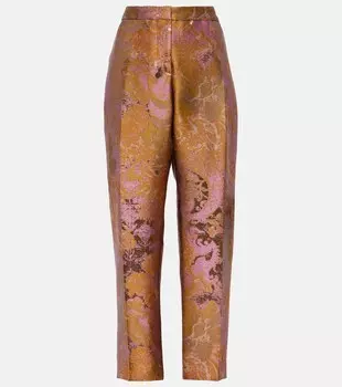 Прямые брюки средней посадки с принтом металлик Dries Van Noten, мультиколор