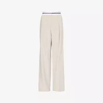 Прямые брюки свободного кроя из хлопка и льна Wilson с эластичным поясом Viktoria & Woods, цвет limestone