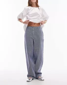 Прямые брюки Topshop в синюю полоску