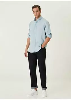 Прямые брюки узкого кроя с нормальной талией темно-синие мужские джинсовые брюки 1090617 Network, темно-синий
