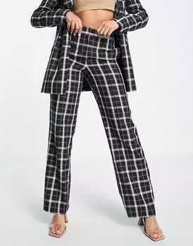 Прямые брюки в клетку в стиле 70-х ASOS