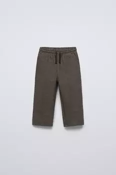 Прямые брюки в клетку ZARA, черный/коричневый