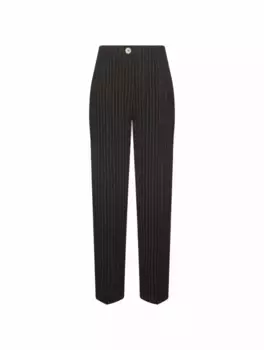 Прямые брюки в полоску Ganni, черный