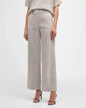 Прямые брюки в полоску Peserico, цвет Fog Gray