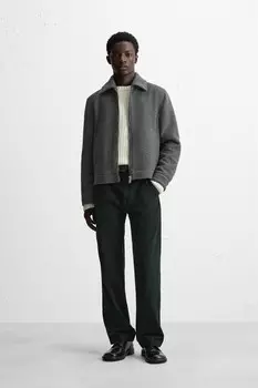 Прямые брюки ZARA, темный хаки