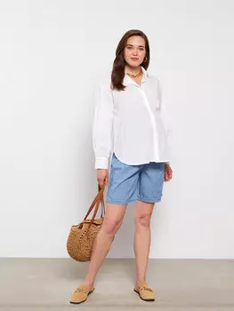 Прямые джинсовые шорты для беременных с вставкой на животе и эластичной резинкой на талии LCWAIKIKI Maternity