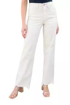 Прямые джинсы 90-х с высокой посадкой и крашеными краями цвета светло-хаки Judy Blue