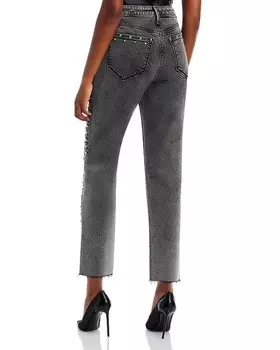 Прямые джинсы AQUA Ankle в цвете «Кислотная стирка», черный