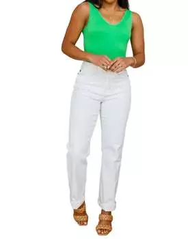 Прямые джинсы белого цвета Judy Blue