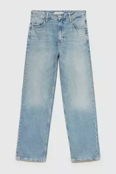 Прямые джинсы Benis с потертым эффектом Mango, светло-голубой