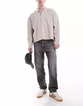 Прямые джинсы Bershka 90-х годов в выстиранном сером цвете