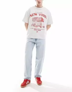 Прямые джинсы Bershka 90-х, светло-голубого цвета